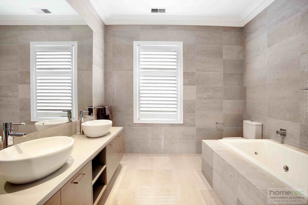 White Painted Bathroom Shutters
