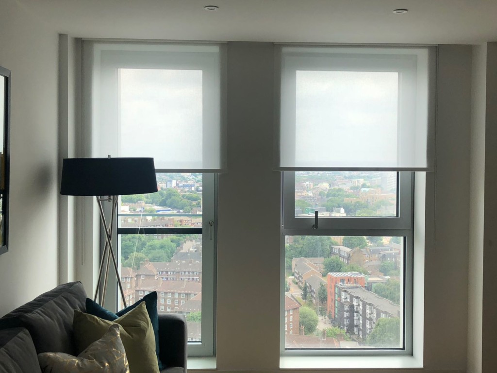 Voiles and blackout roller blinds fitted to a home in Kennington, Lambeth.